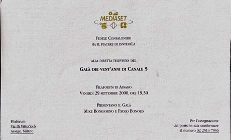 Canale 5: invito al Galà del Ventennale della Rete, 2000